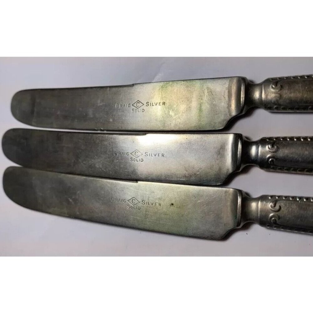 Antique Solid Silver Metal Butter Knife - 3/2.9 ounces Craig C Silver Solid